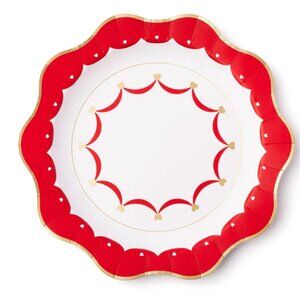 Red and Gold Foil Hearts Paper Dinner Plates